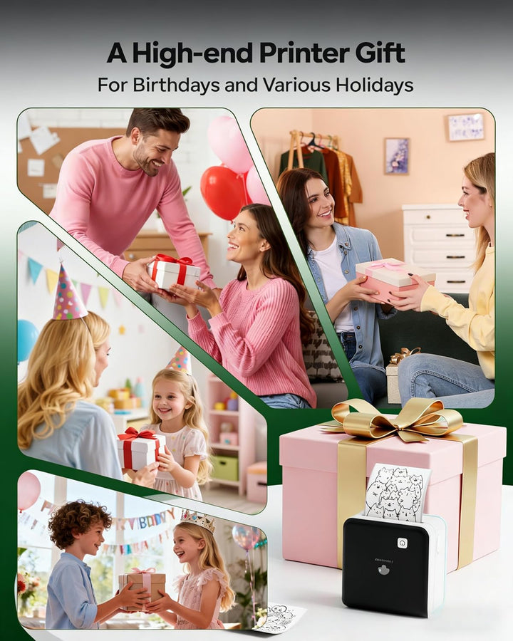 Phomemo Mini Drucker Aufkleber Drucker, M02 Pro Mini Thermodrucker, 300 DPI Fotodrucker für Smartpho