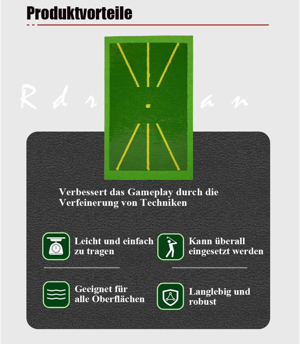 Premium-Golf-Übungsschwungmatte – Path Feedback Golf-Trainingsmatte – Schlagmatte für drinnen und dr