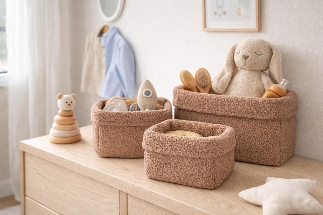 Aufbewahrungskorb Wickeltisch Baby, Körbchen Set 3 Stück, Organizer Wickelkommode, Utensilo Aufbewah
