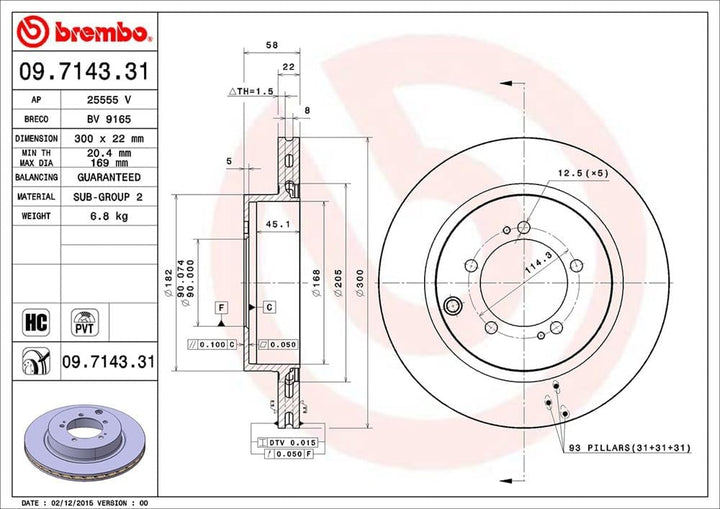 BREMBO 09.7143.31 Bremsscheiben