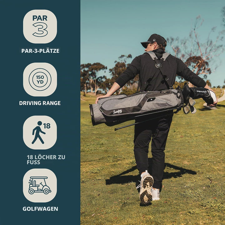 Sunday Golf EL Camino Tasche – Leichte Tasche mit Gurt und Ständer – Einfach zu tragen – Par 3 und S