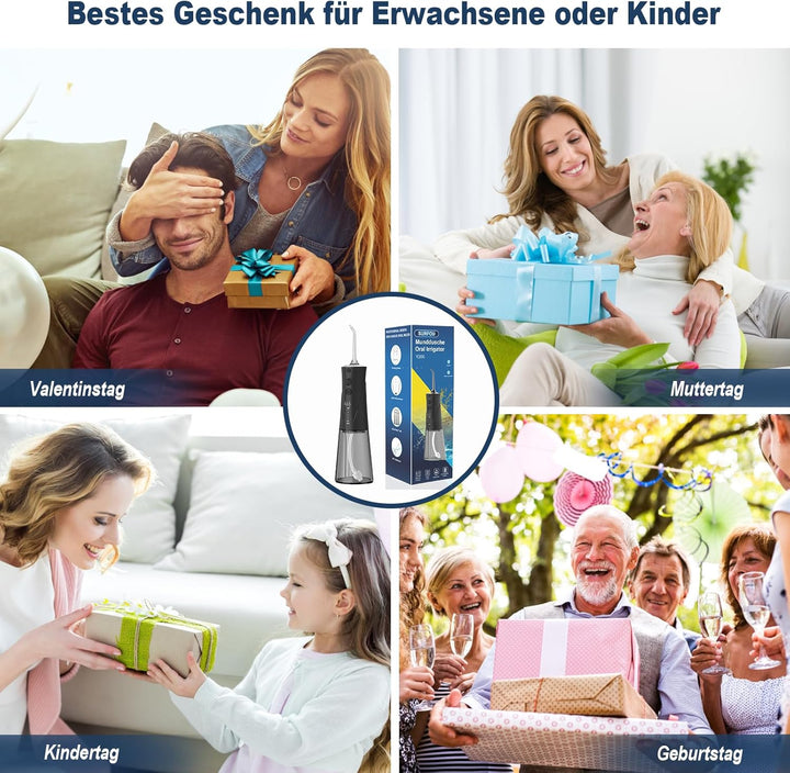 SURFOU Munddusche Kabellos, Elektrische Zahnseide Oral Irrigator Zahndusche Wasser Zahnreiniger, Zah