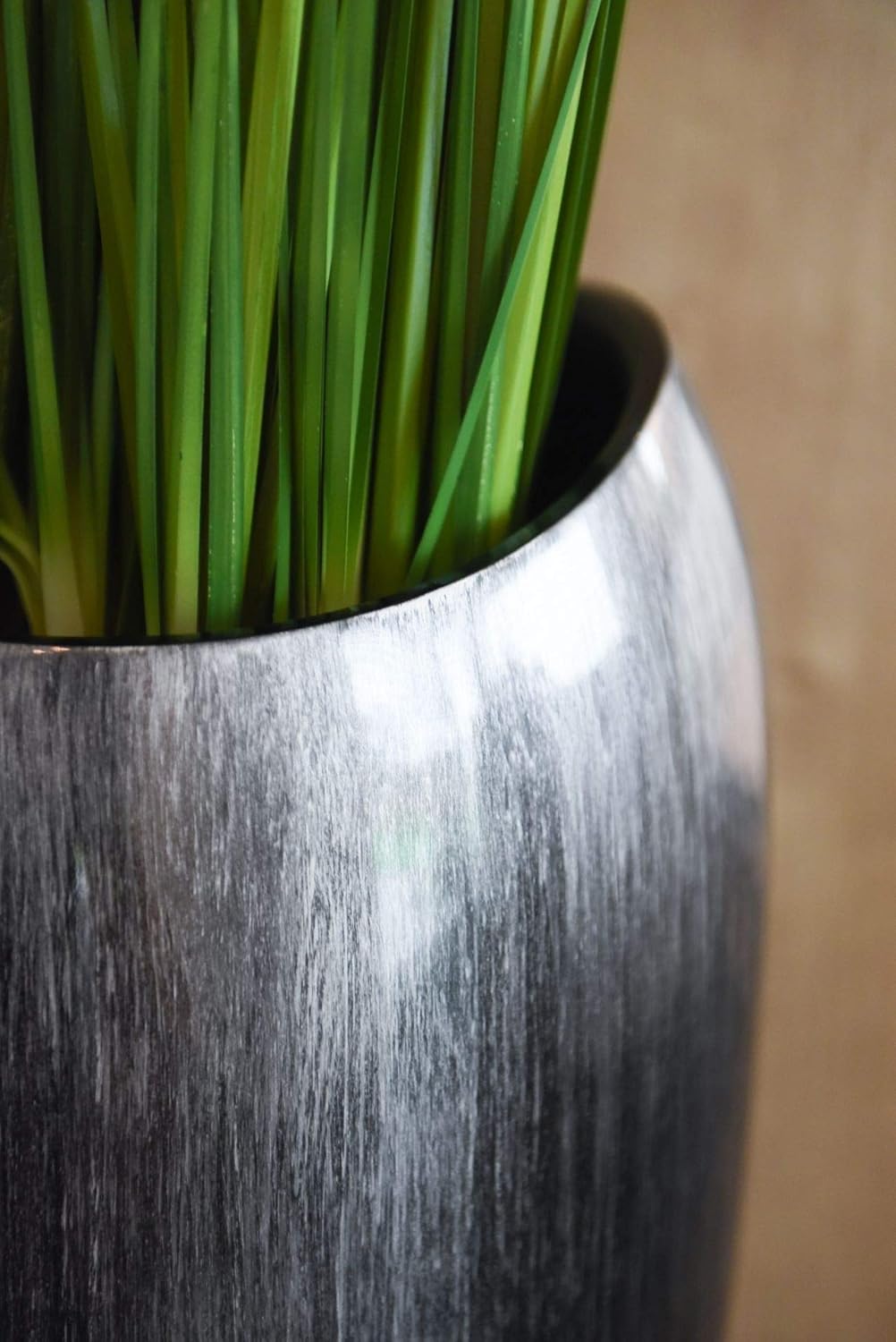 VIVANNO Pflanzkübel Pflanzgefäss Vase Kübel exklusiv Deluxe Schwarz, Silber Hochglanz Schwarz Silber