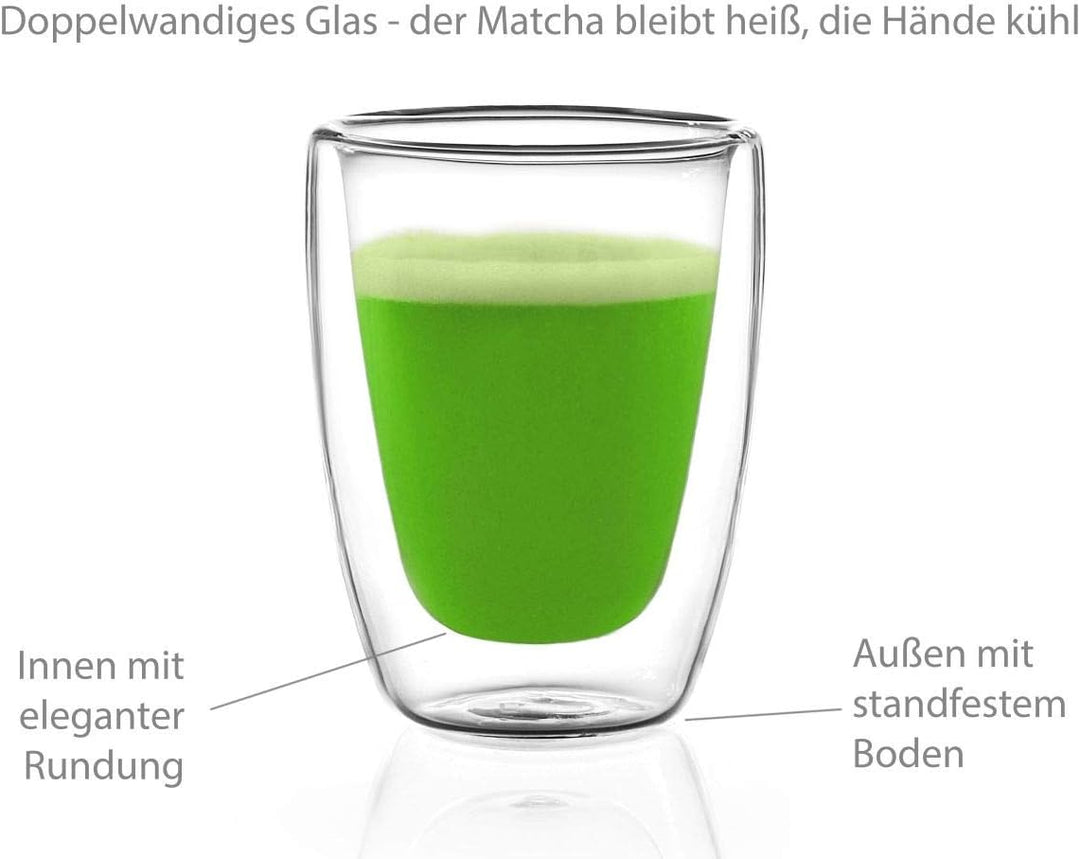 Matcha-Shaker MATCHA2go: Teeflasche to go aus Glas für die schnelle Matcha Tee Zubereitung ohne Bese