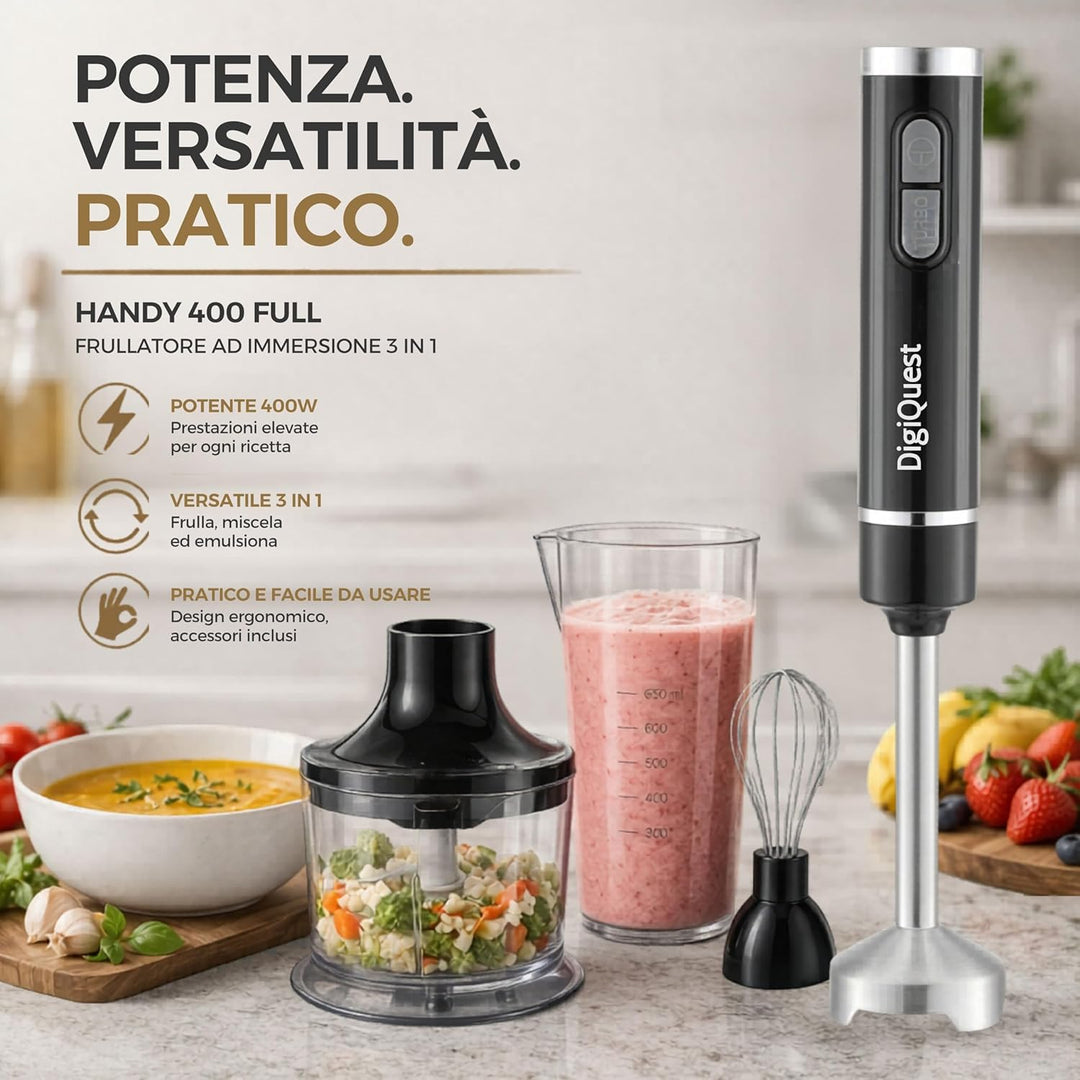 Frullatore Ad Immersione Multiuso - Handy 400 Full - 3 in 1 Digiquest
