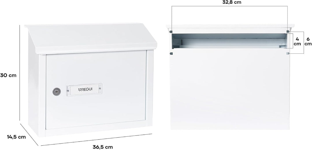 ARREGUI V4071 Maxi Durchwurfbriefkasten aus Verzinktem Stahl, Mauerdurchwurf Briefkasten in Grösse M
