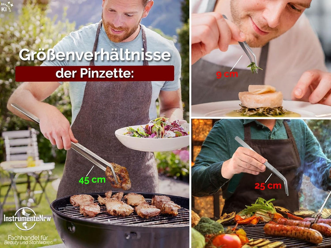 InstrumenteNRW Premium Küchenpinzette | Grillpinzette | Kochpinzette | Pinzette Edelstahl | Gourmet-