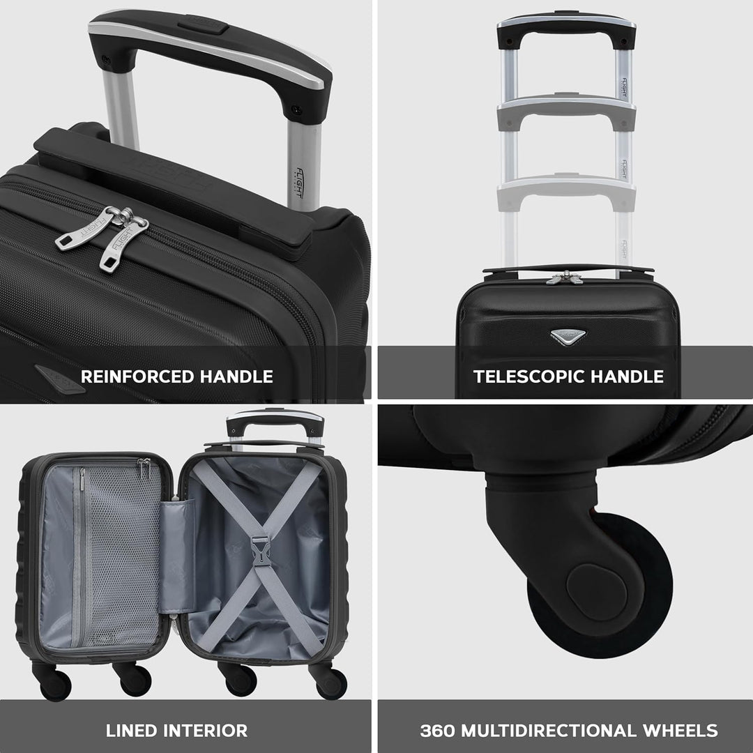 Flight Knight 3er-Pack Leichten 4-Rad-abs-hartschalenkoffern Kabinen-handgepack, Zugelassen Fur UBer