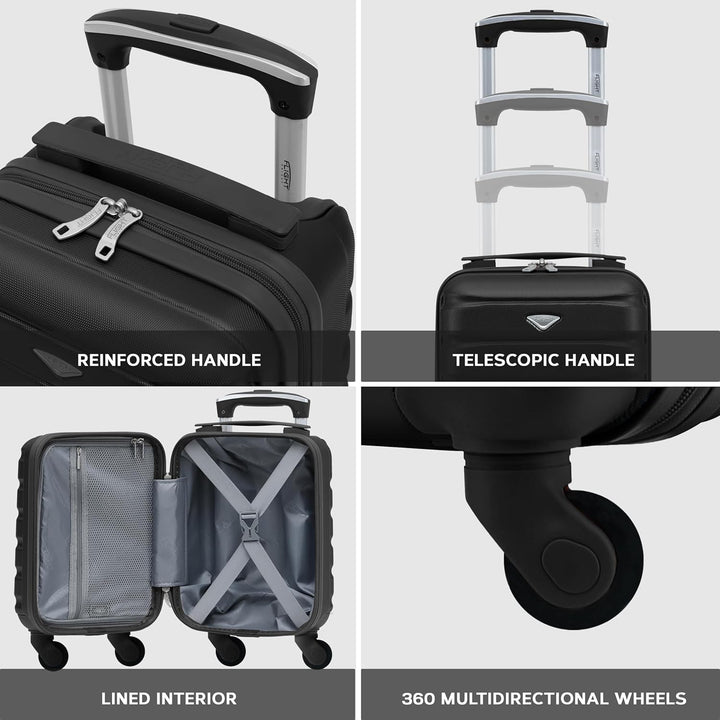 Flight Knight 3er-Pack Leichten 4-Rad-abs-hartschalenkoffern Kabinen-handgepack, Zugelassen Fur UBer