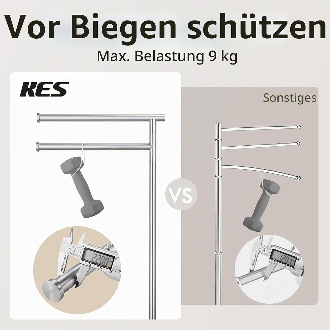KES Handtuchhalter Stehend 2 Armig Handtuchhalter Schwenkbar Marmor Badetuchhalter Edelstahl SUS304
