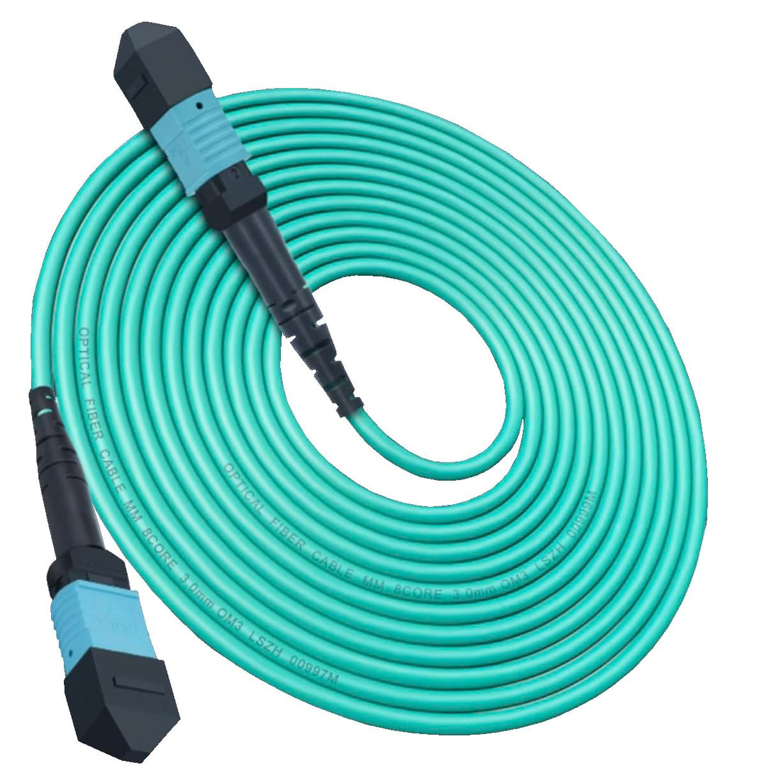 Elfcam® - 10m MPO auf MPO LWL Patchkabel, OM3 Multimode Fiber, 8 Fasern,10 Meter 10m 8 Fasern, 10m 8