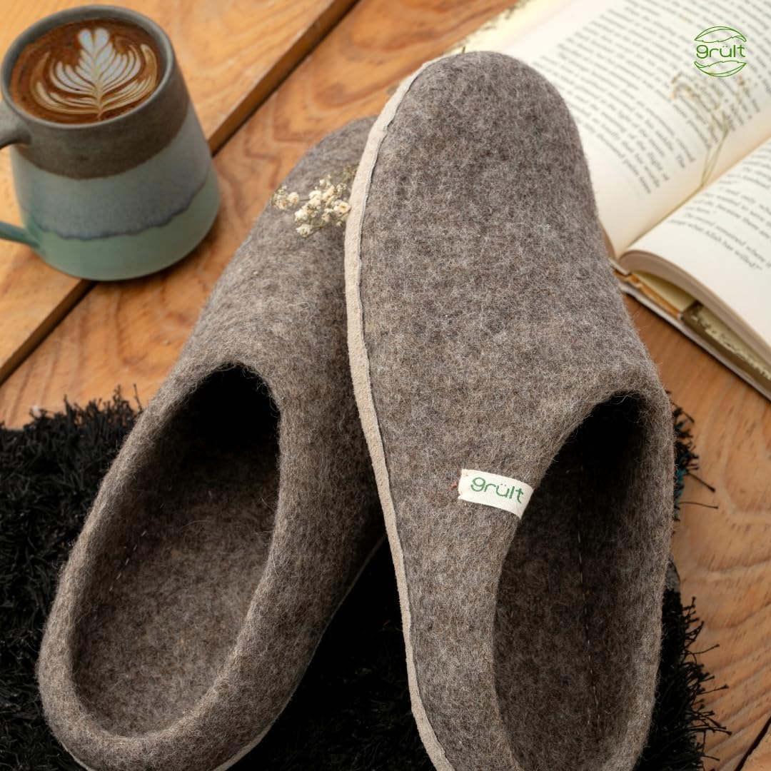 Grült Filzpantoffeln aus Wolle, Hausschuhe für Damen &amp; Herren, Kuschelig &amp; Cozy, Premiumqualität, Ru