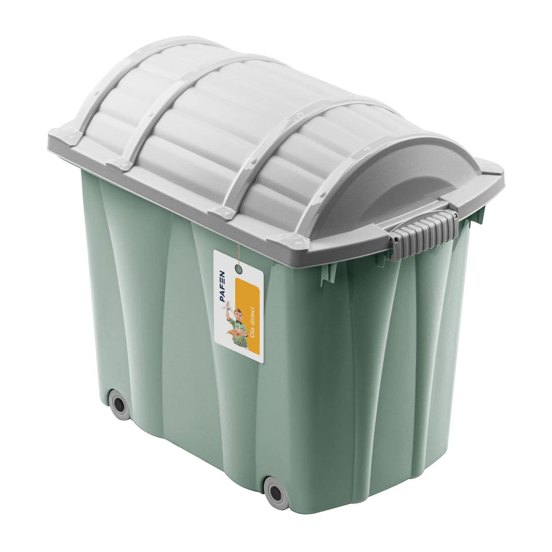 PAFEN Piraten Spielzeugkiste 62l mit Rollen - Schatzkiste 58 x 51 x 37,5cm - Spielzeugbehälter mit D