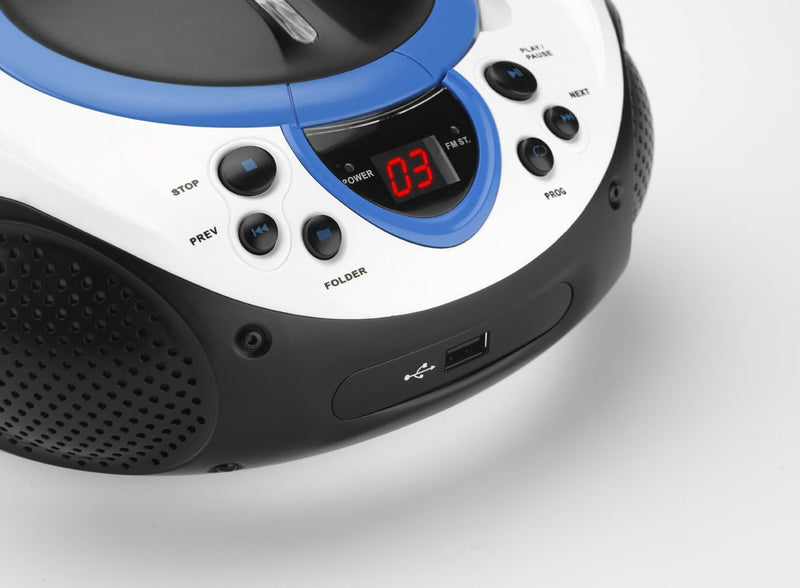 Lenco Kinder Radio CD-Player SCD-38 tragbares UKW-Radio mit CD/MP3-Player und USB in blau, blau