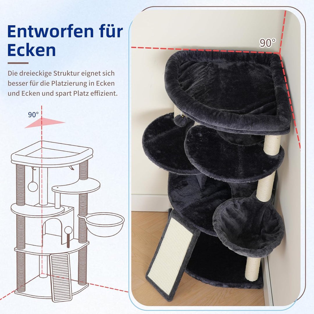 Gitelsnour Eck-Kratzbaum, Katzenbaum für Innenbereich, Mehrstöckiges katzenkratzbaum mit vollständig