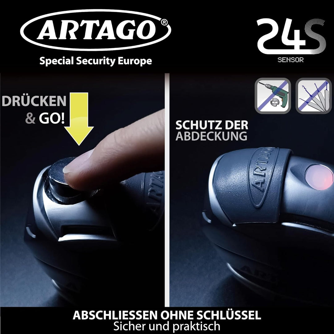 Artago 24S.6M Motorrad Bremsscheibenschloss mit Alarm 120 dB Warnung Smart, ø 6 mm