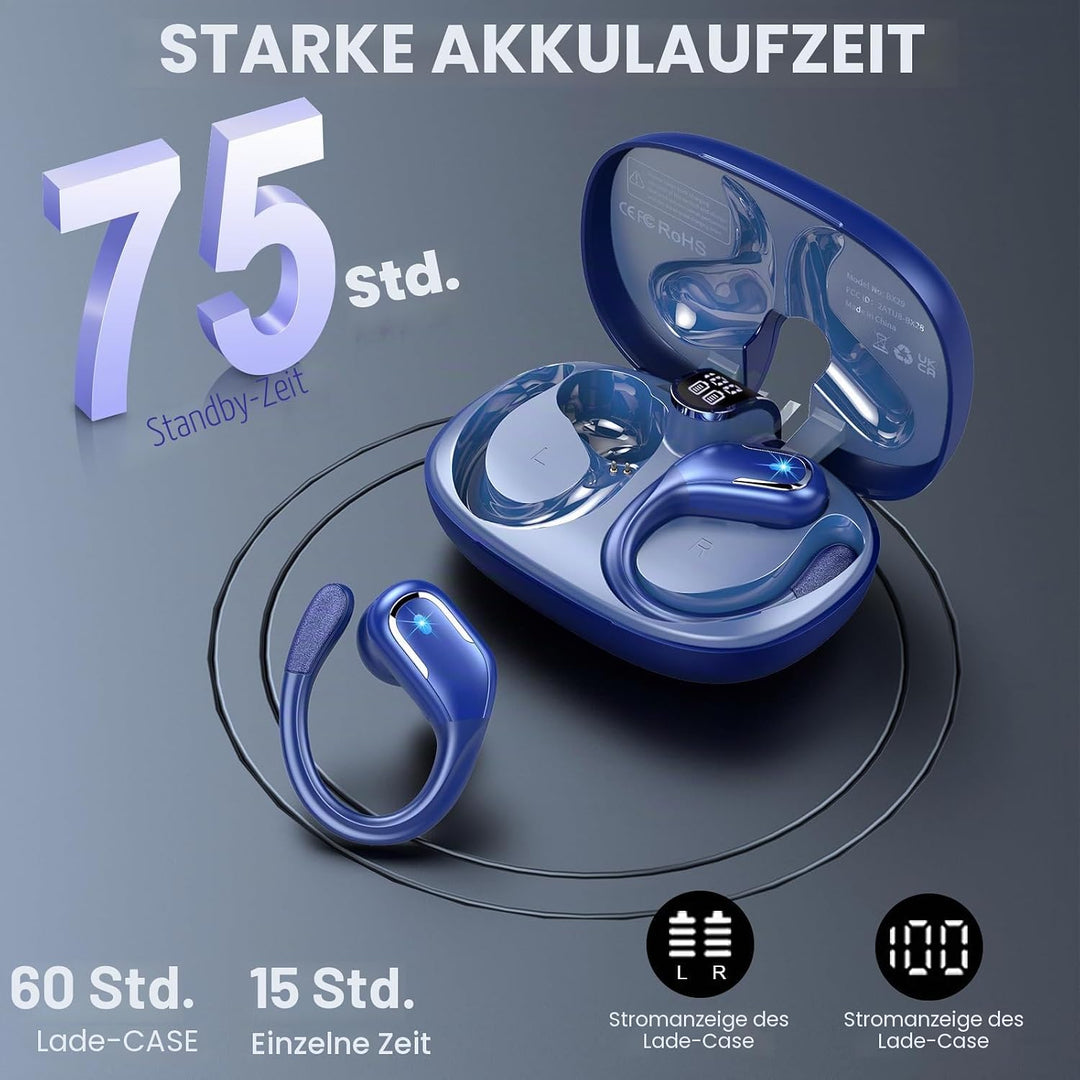 Bluetooth Kopfhörer Sport, In Ear Kopfhörer Bluetooth 5.4 mit 3D Bass HiFi-Stereo, 75Std 4 ENC Noise