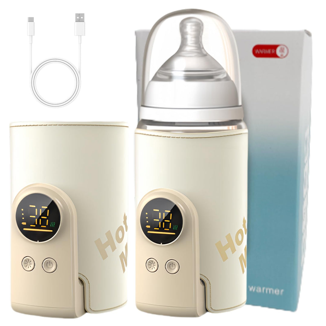 Flaschenwärmer Baby Unterweg 6 Einstellbare Temperatur 38-50℃, Tragbarer Fläschchenwärmer Baby mit L