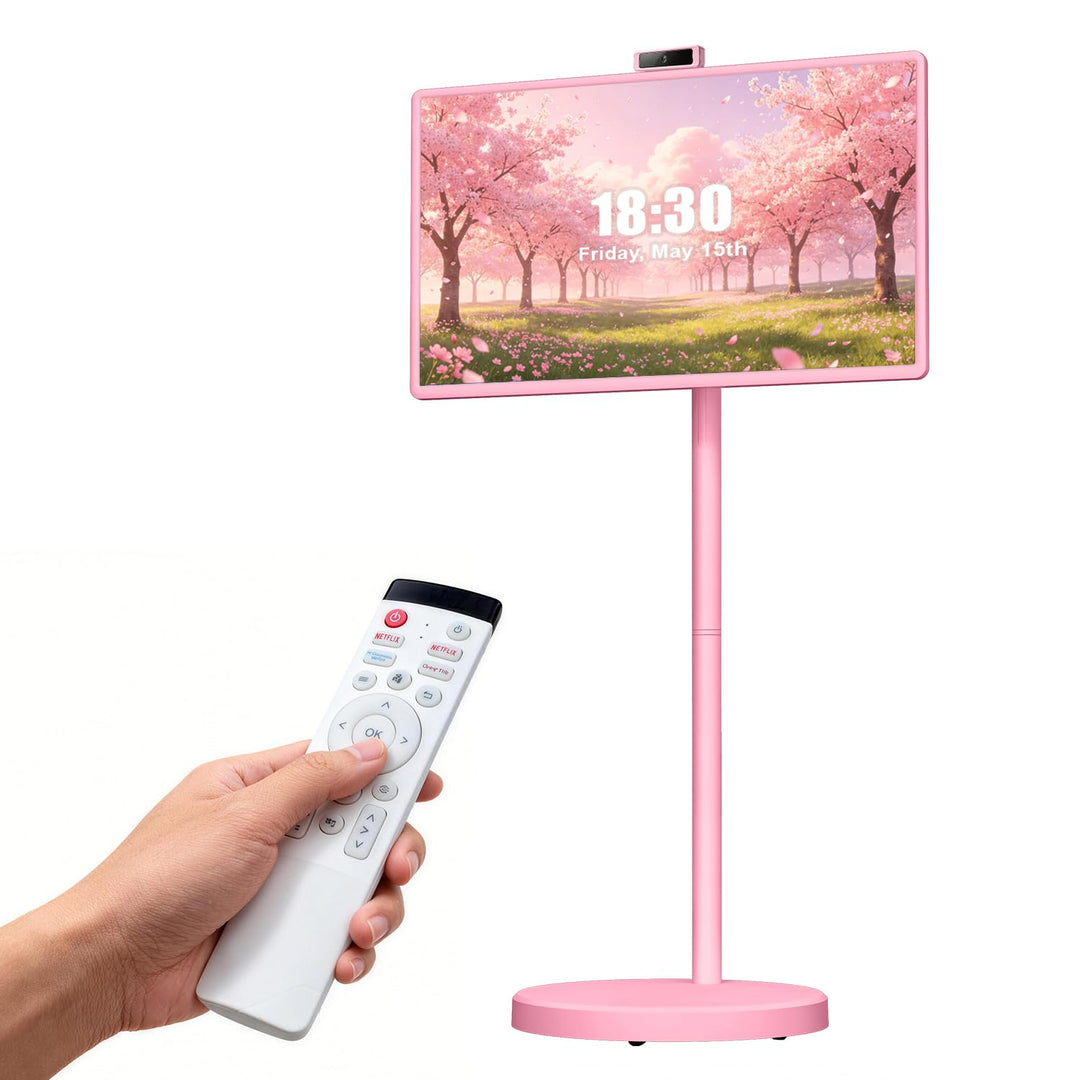 VLH 32 Zoll Portable TV, Mobiler Tragbarer Fernseher auf Rollen, Android 15, EDLA-Zertifiziert, 8G+1