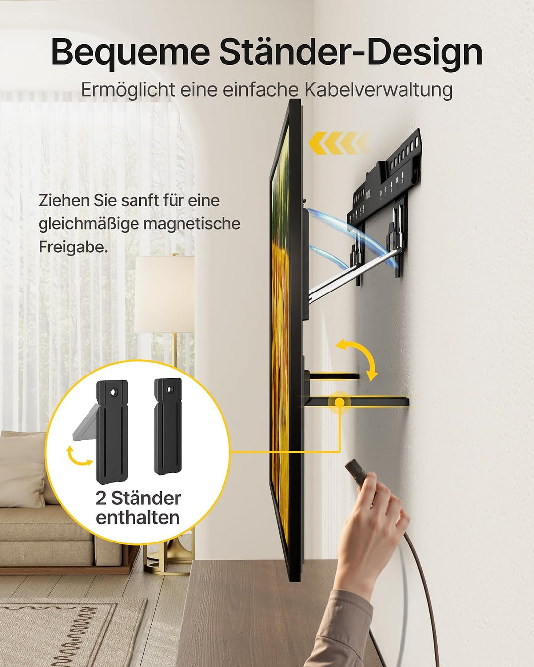 monTEK Ultra Slim TV Wandhalterung 37-86 Zoll bis 75kg, Max VESA 600x600mm