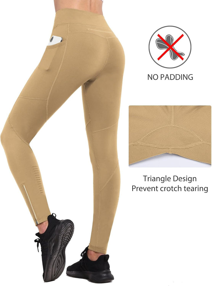 baleaf Thermoleggings Winter Damen Fahrradhose Lang mit Reissverschluss Warm Gefüttert Jogginghose R