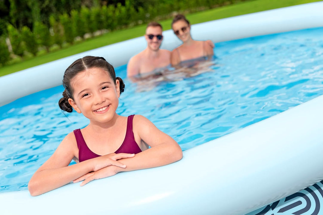 Bestway Fast Set Aufstellpool-Set mit Filterpumpe, Ø 457 x 84 cm, 9.677 Liter, TriTech-Material, Gra