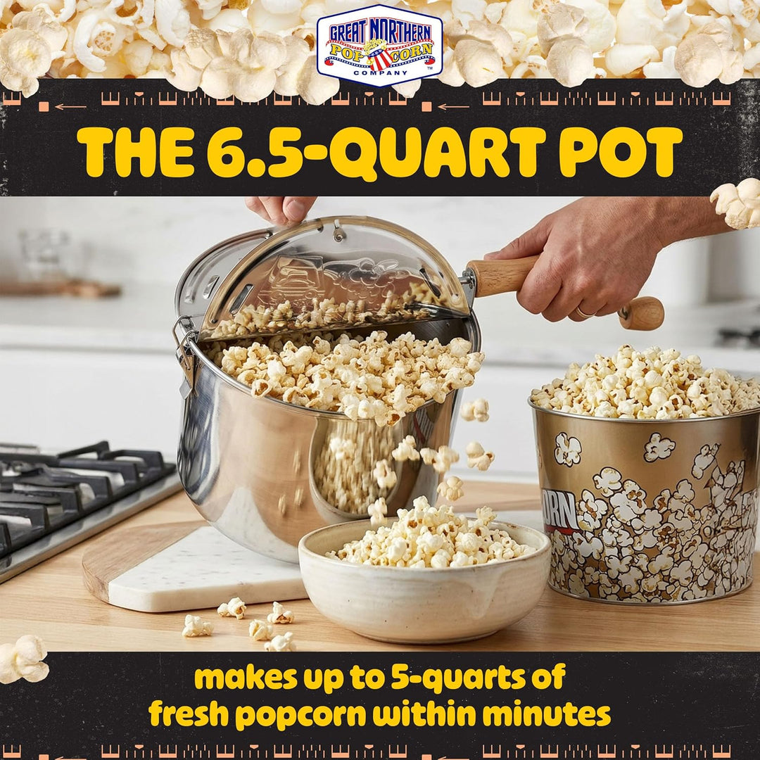 Great Northern Popcorn Original Edelstahl Herdplatte 6–1/2-quart Popcorn Popper