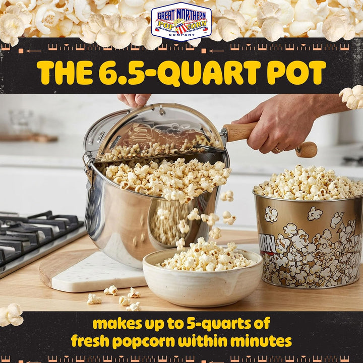 Great Northern Popcorn Original Edelstahl Herdplatte 6–1/2-quart Popcorn Popper