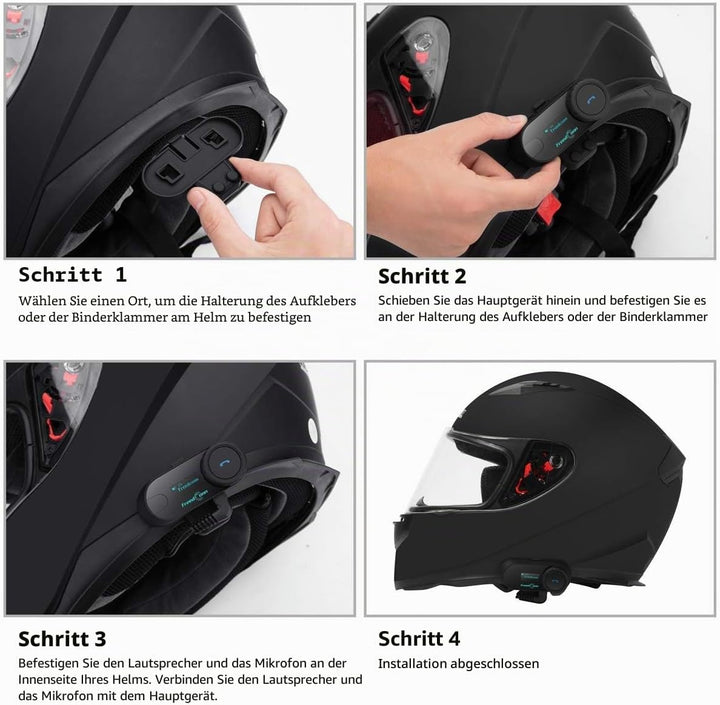 FreedConn Tcom-SC Intercom Motorrad Headset für 2 Personen Musik Teilen, Motorradhelm Kommunikations
