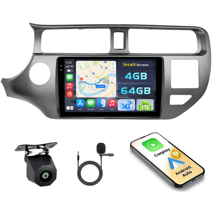 Hikity Android 15 Autoradio für Kia Rio 2012-2014 9 Zoll CarPlay GPS | 4+64G, Incell Touchscreen, Wi