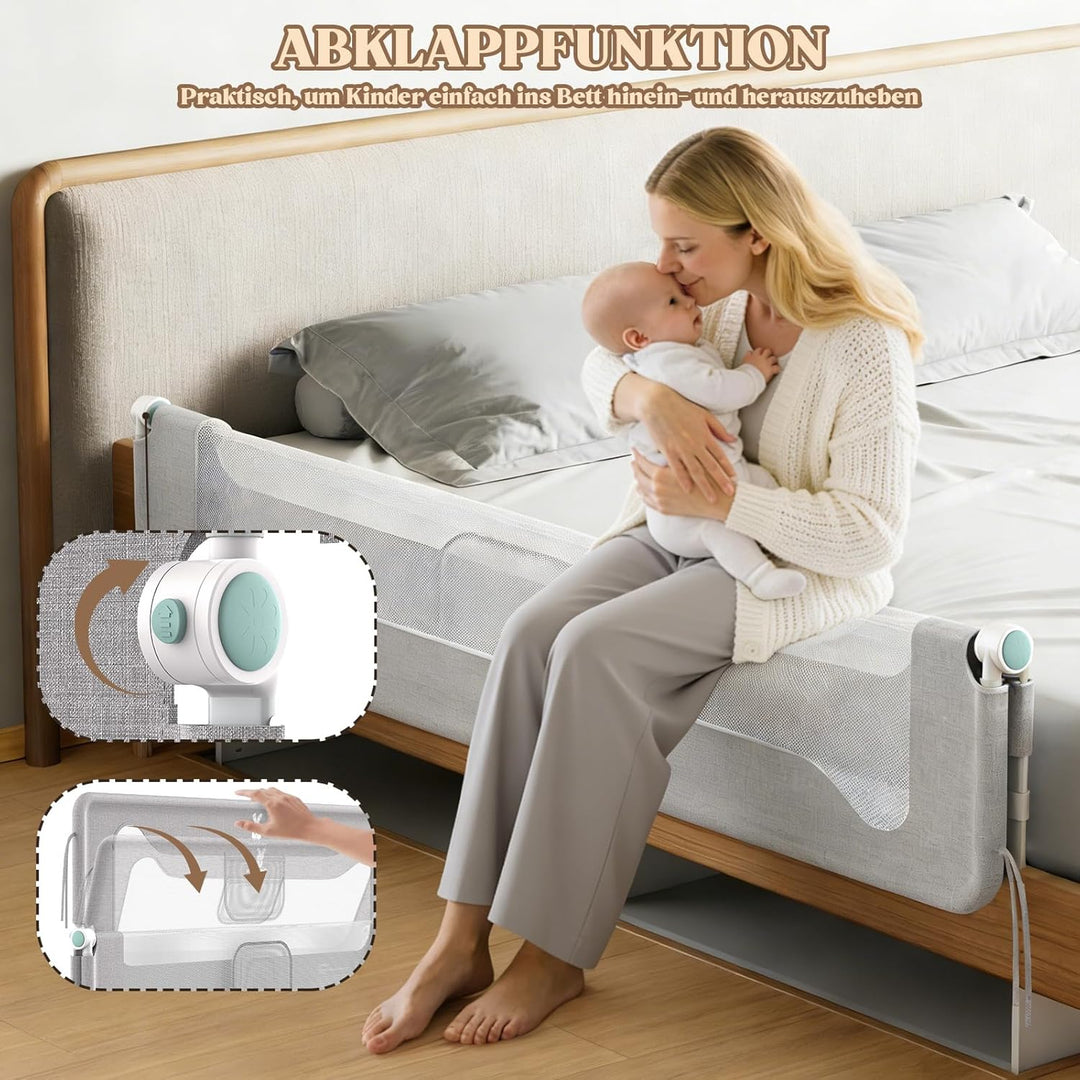 Rausfallschutz Boxspringbett,Rausfallschutz Bett 180cm,Bettschutzgitter für Babys und Kinder,Bettgit