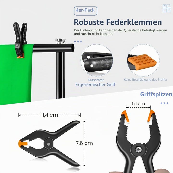 EMART Hintergrundsystem mit Stoff, Professionelles Fotostudio Set 2,6×3m Foto Hintergrund Ständer Se