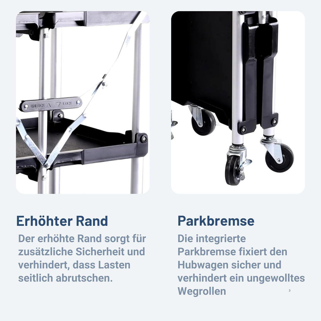 Pallit Servierwagen SERVE mit Rollen | 3 Ebenen | 75 kg Tragkraft | 600 x 380 mm | Rollwagen | Servi