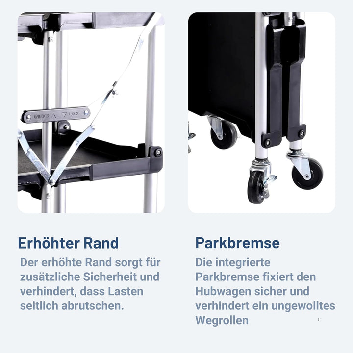 Pallit Servierwagen SERVE mit Rollen | 3 Ebenen | 75 kg Tragkraft | 600 x 380 mm | Rollwagen | Servi