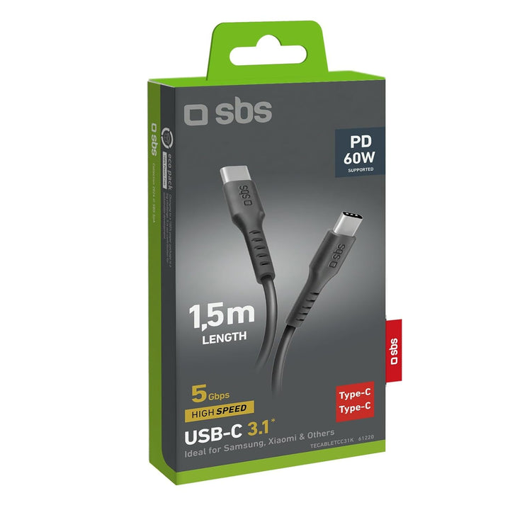 SBS CABLE DATOS/CARGA USB 3.1 TYPE C - TYPE C 1,5MTS