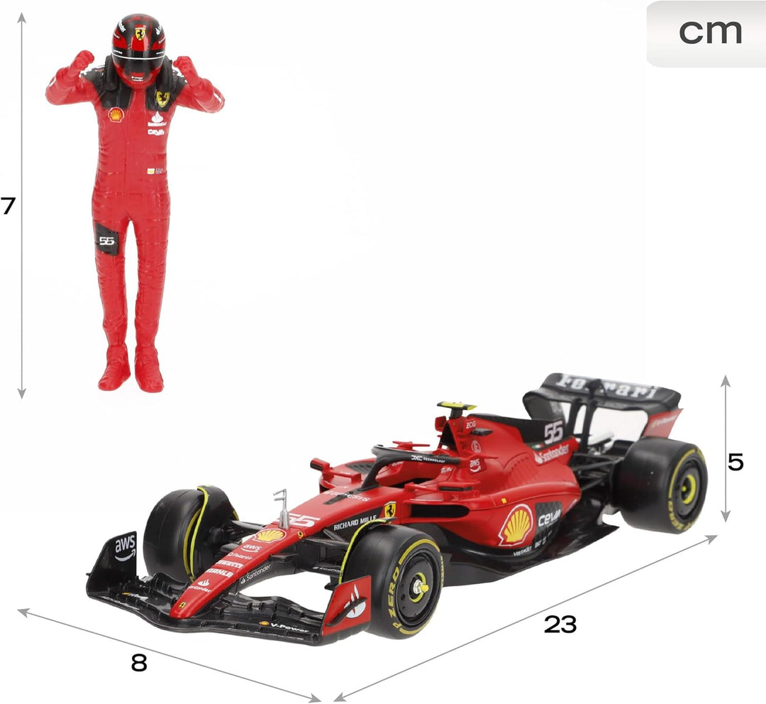 Bburago Ferrari SF-23 Carlos Sainz Nr 55 Saison 2023 Formel 1 F1 - Massstab 1/24 23cm Modellauto mit