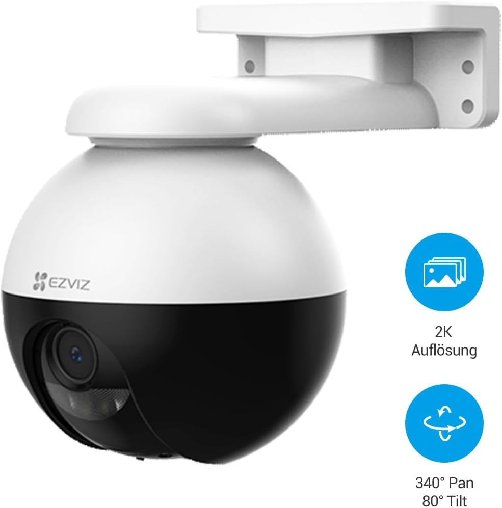 EZVIZ 2K WLAN IP PT Kamera, Outdoor Kamera mit KI-Personenerkennung, Active Verteidigung, 30 Meter F