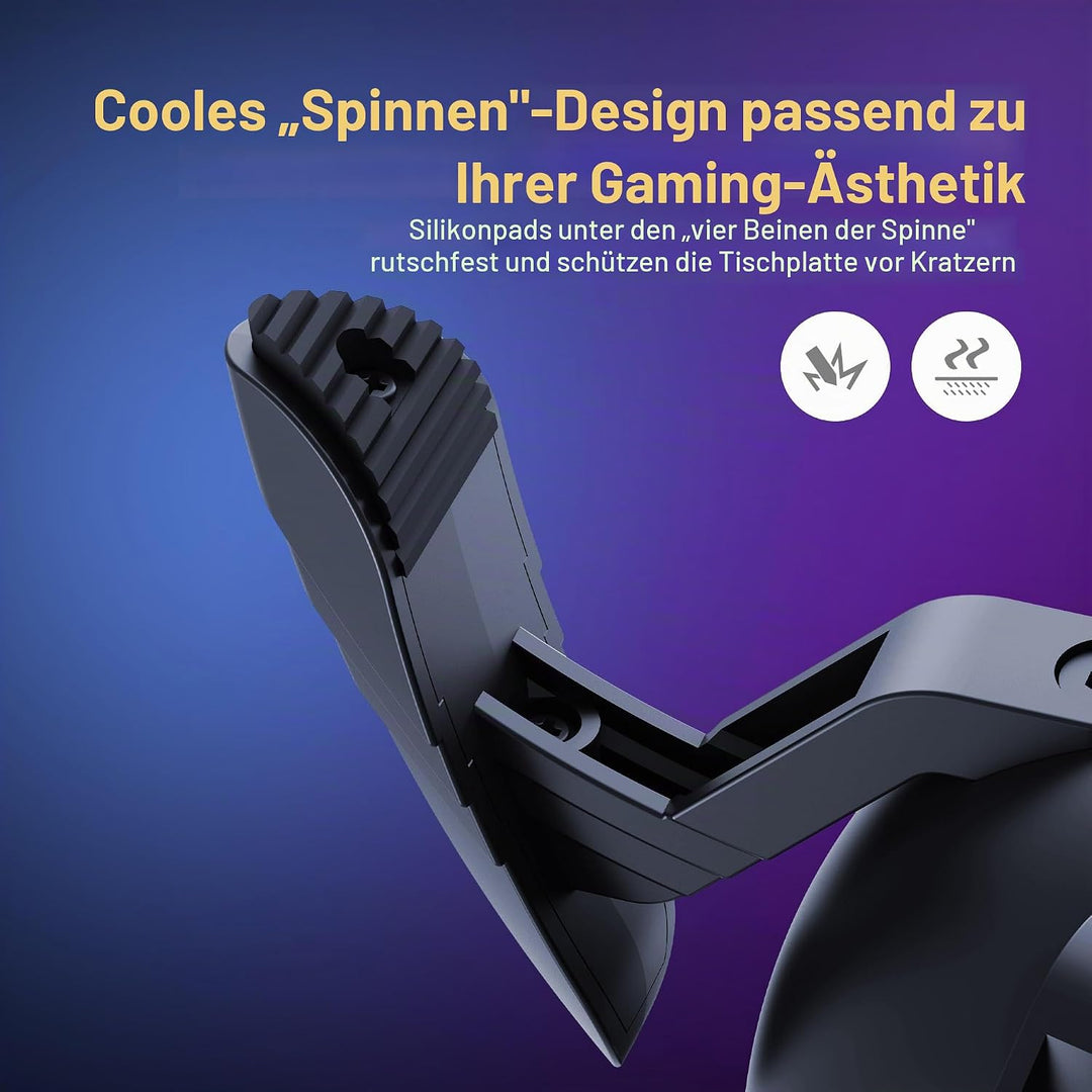 KIWIFOTOS Schreibtisch-Kopfhörer-Aufhänger, Kopfhörerständer Spider Design Headset Halter mit RGB Li
