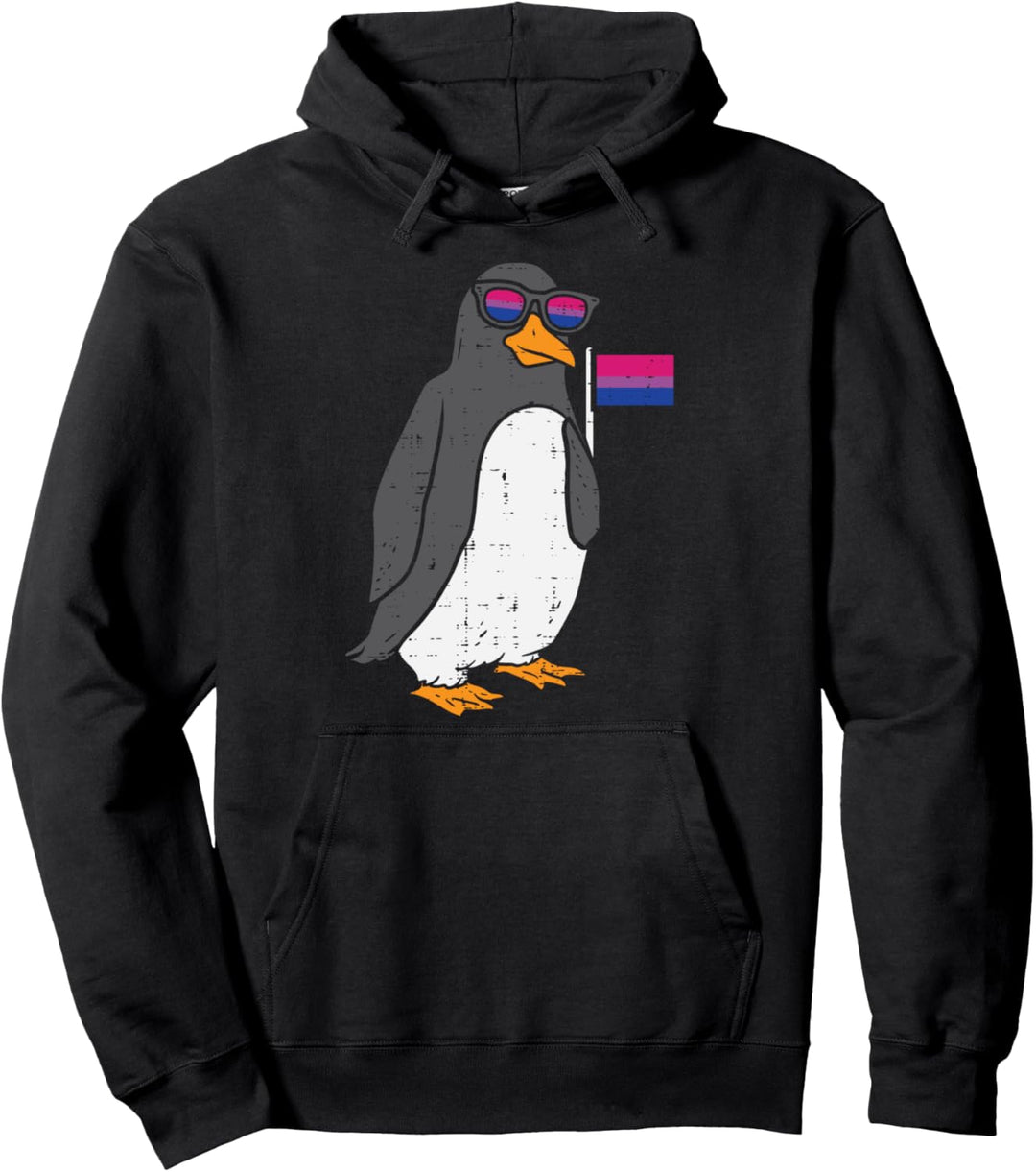 Penguin Animal LGBTQ Bisexual Flag Gay Pride Bi Men Women Pullover Hoodie