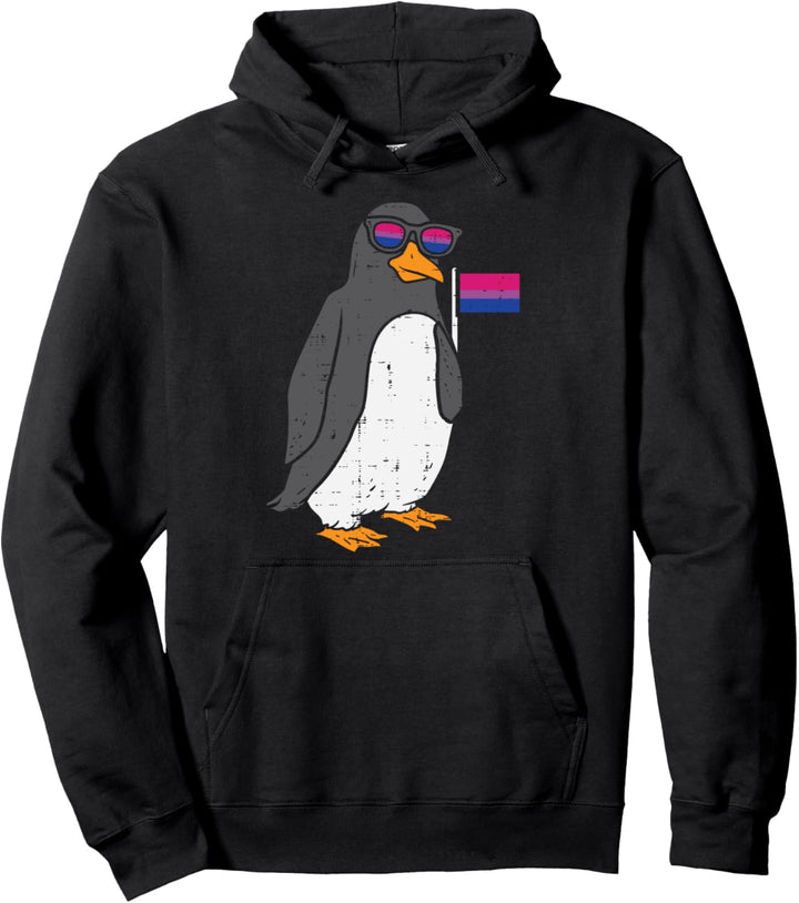 Penguin Animal LGBTQ Bisexual Flag Gay Pride Bi Men Women Pullover Hoodie