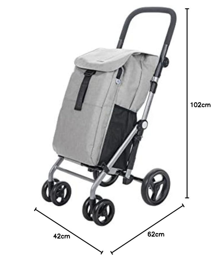 CARLETT | Einkaufstrolley mit 4 Rädern | Lett430 CLASSIC duo | Zusammenklappbarer Einkaufswagen mit