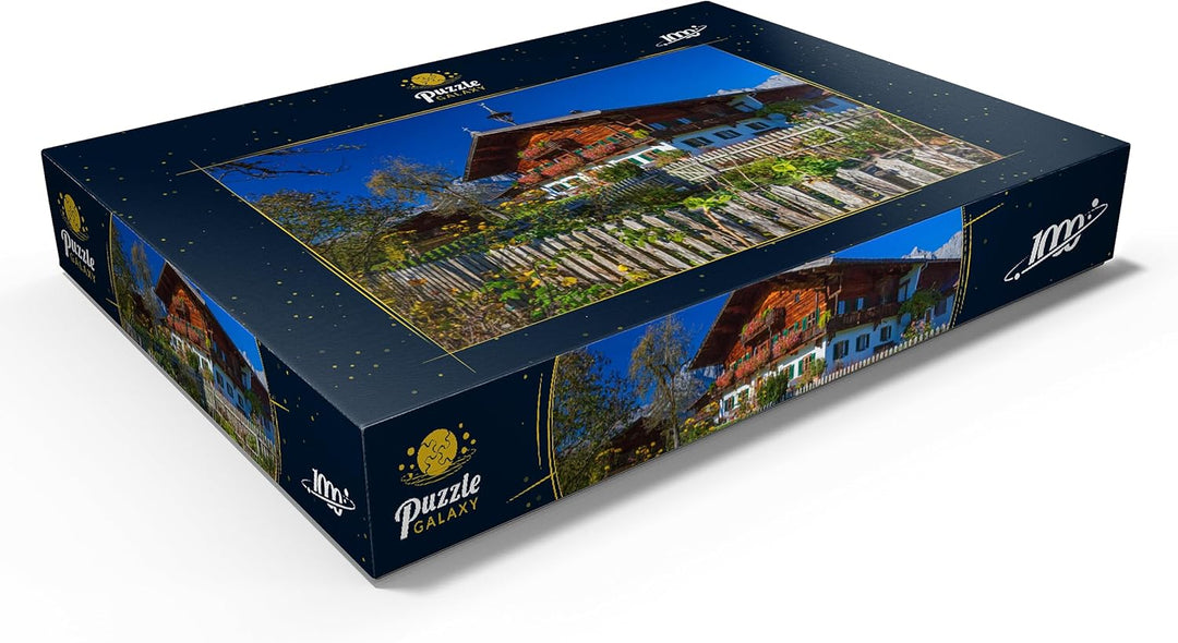 Bauernhaus gegen Kaisergebirge (2344m), Reith bei Kitzbühel, Österreich - Premium 1000 Teile Puzzle
