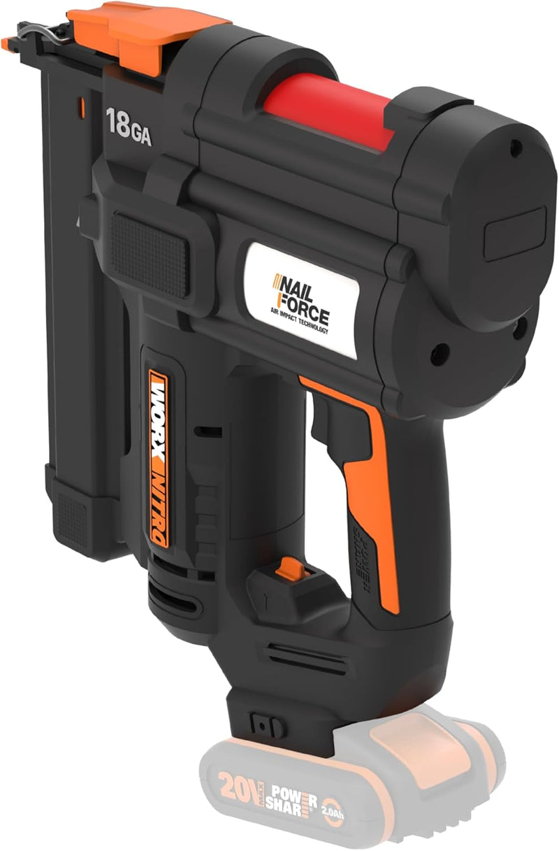 WORX WX844.9 NITRO 20V 18GA Akku-Tacker - 80 Klammern/min Schiessen – für Klammern 19-40 mm - elektr