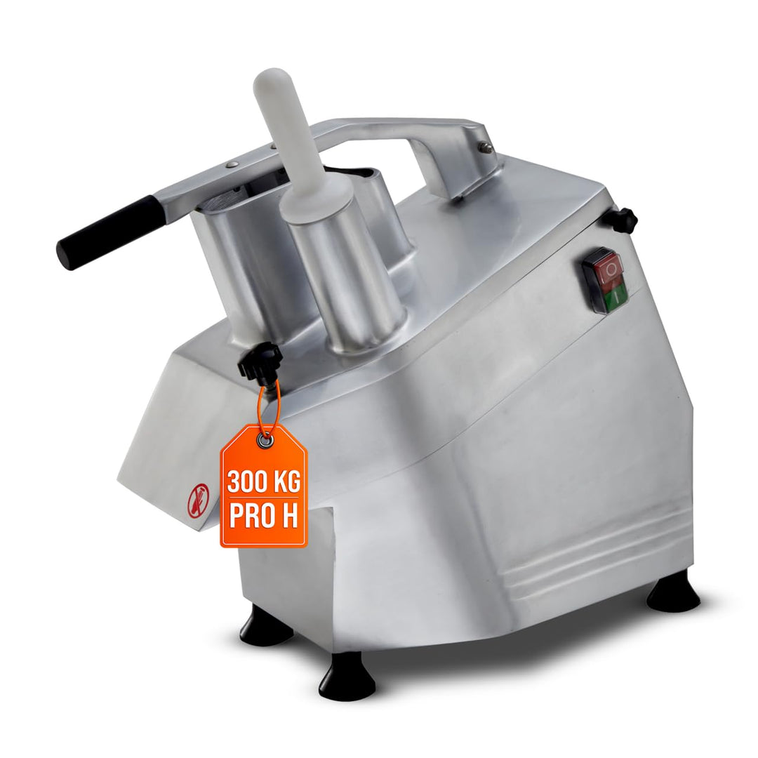 GastroHero Gemüseschneider I Elektrischer Gemüseschneider I 300 kg/h Leistung I 5 Scheiben Ø 2-7 mm