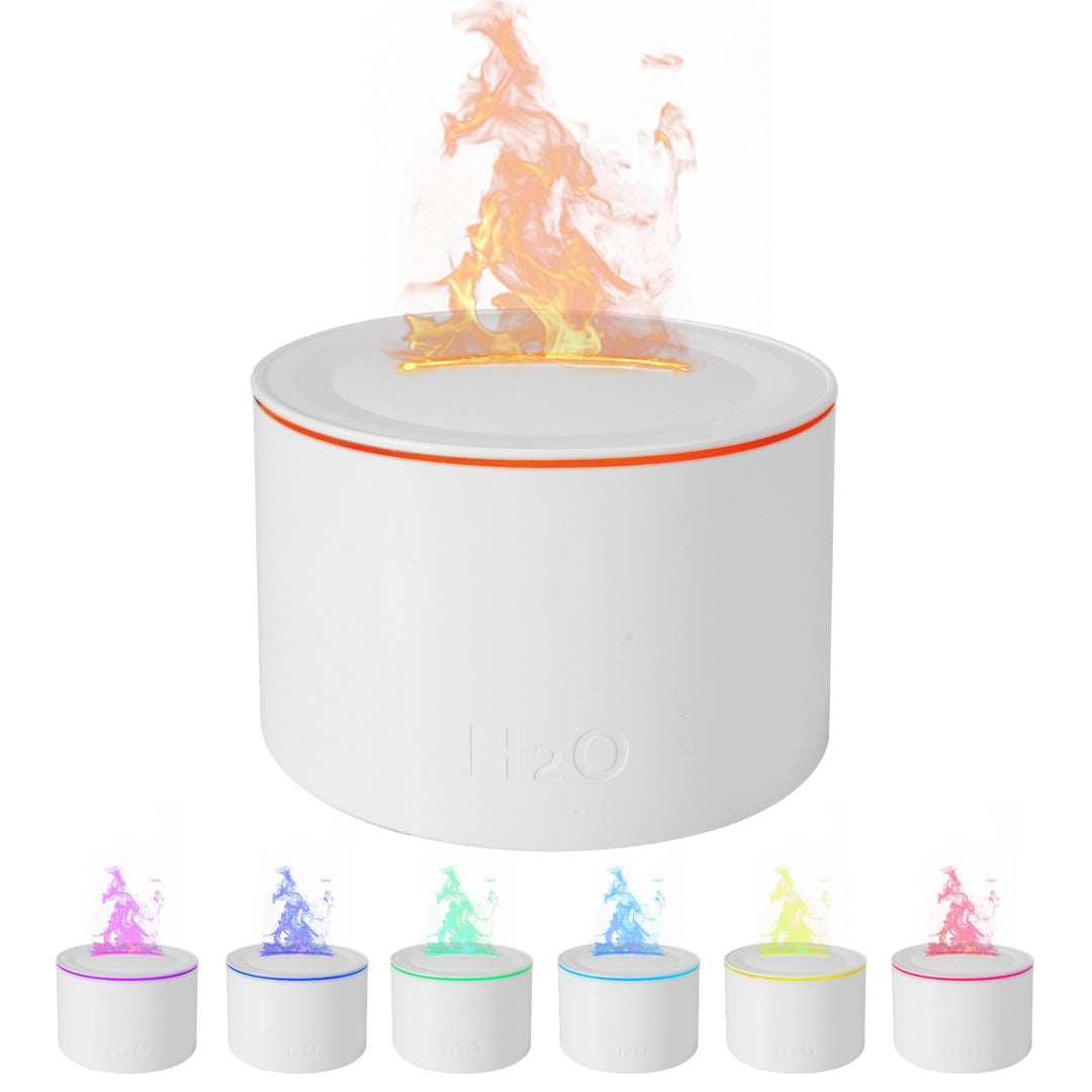 Vulkan Luftbefeuchter Flammen Aroma Diffusor: 160 ml Ultra-Leiser Kaltnebel-Diffusor mit 7 Flammenef