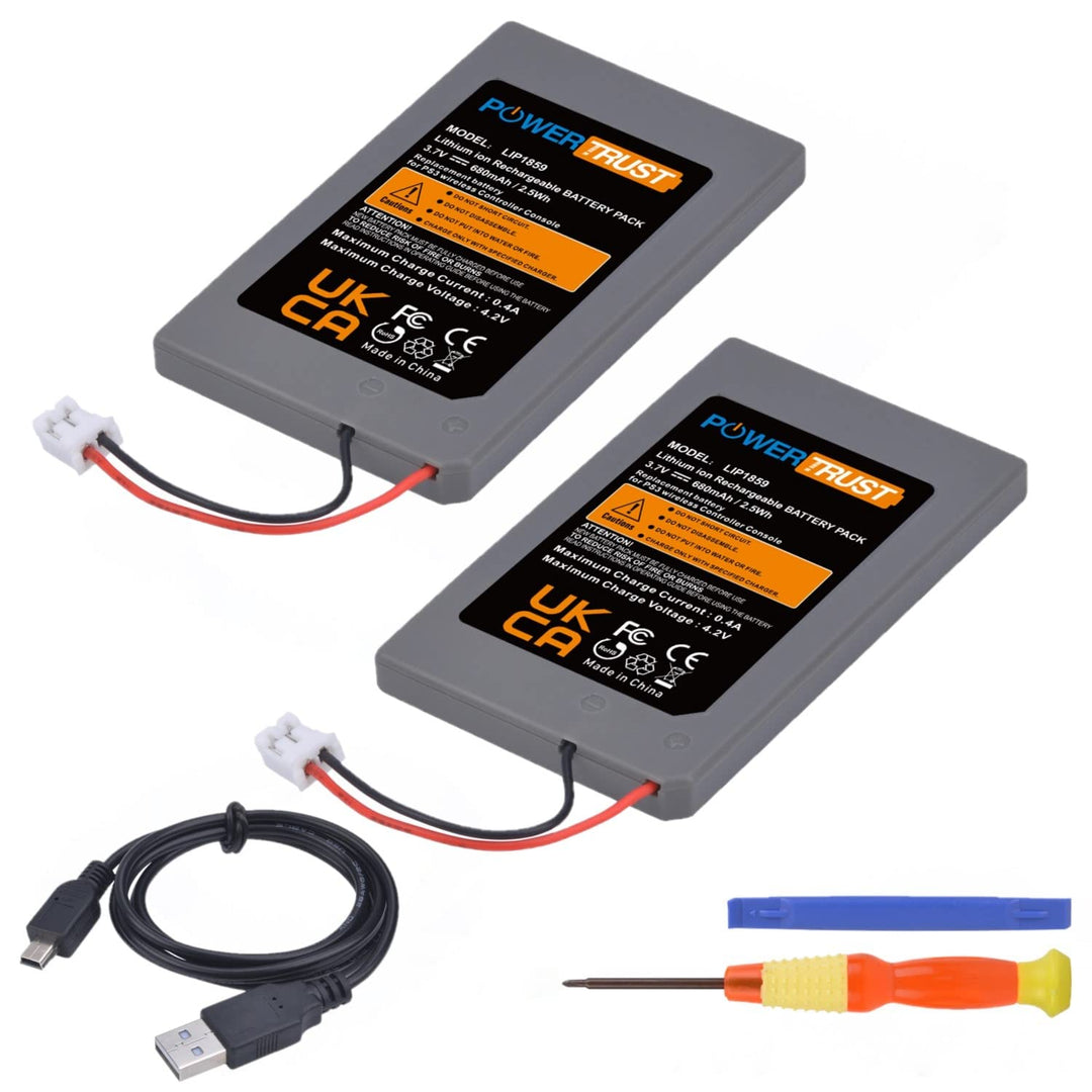 PowerTrust 2 Stück LIP1859 Akku für Sony PS3 Playstation 3 Dualshock Wireless Controller LIP1472 LIP