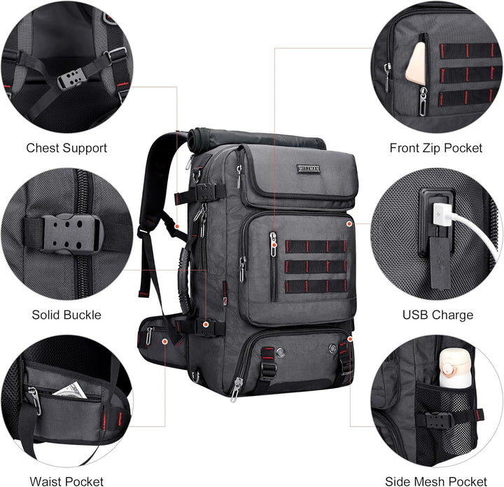 WITZMAN Reiserucksack Herren Gross Reisetasche Reiserucksack Handgepäck Flugzeug mit USB Ladeanschlu