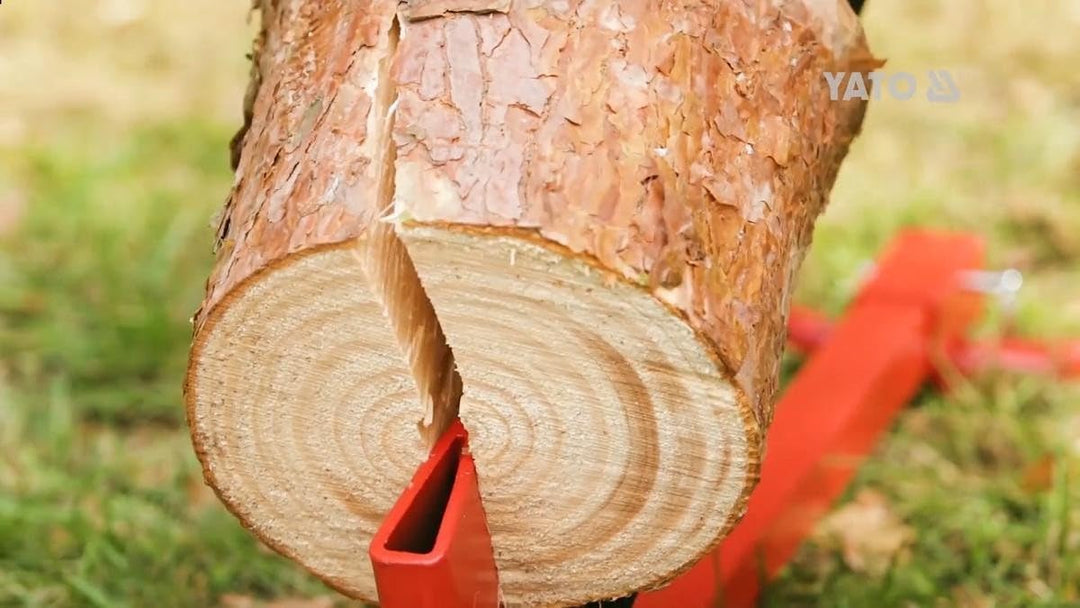 Yato Profi Manueller Holzspalter für Fussbetrieb, 1,2 Tonnen, liegende Ausführung, bis 430mm, mechan
