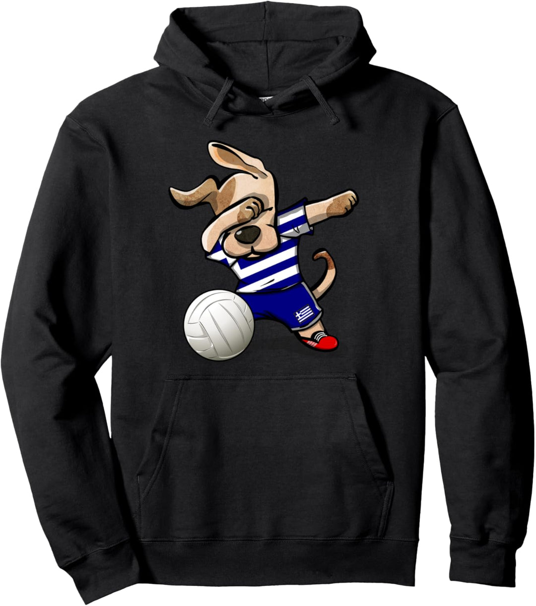 Tupfender Hund Griechenland Volleyball Griechische Flagge Pullover Hoodie