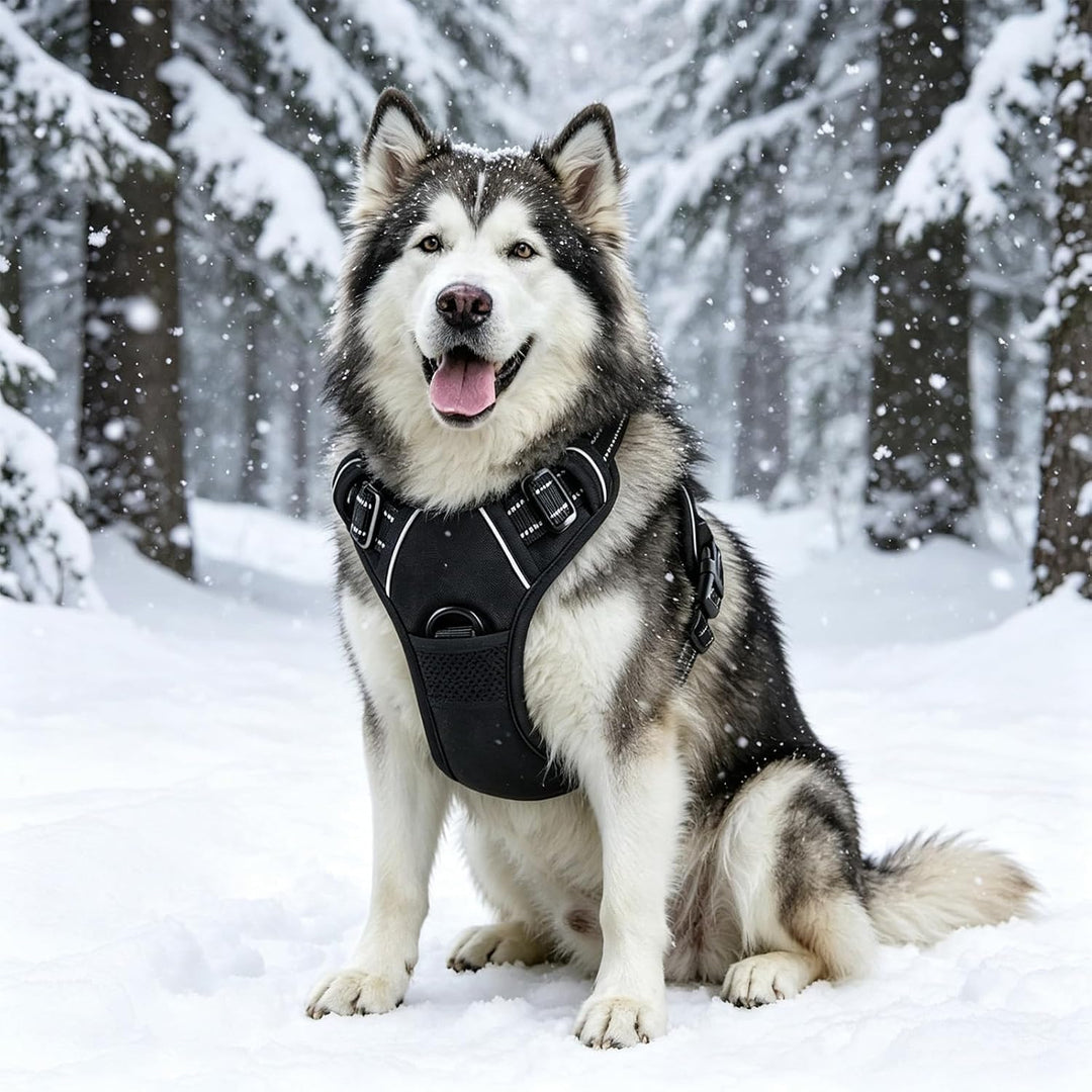 Hundegeschirr Verstellbar Reflektierend 49-98cm Brust | Doppelzugpunkte Vorne &amp; Hinten, Polyester Ne